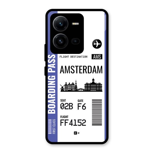 Amsterdam Boarding Pass Glass Back Case for Vivo V25