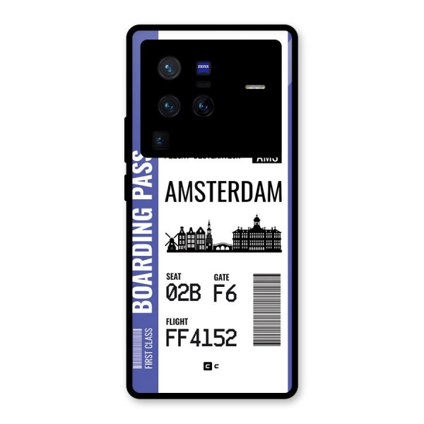 Amsterdam Boarding Pass Glass Back Case for Vivo X80 Pro