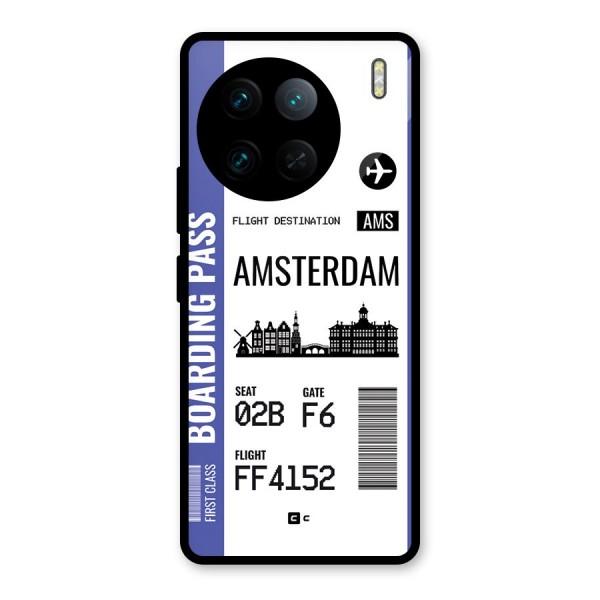 Amsterdam Boarding Pass Glass Back Case for Vivo X90 Pro