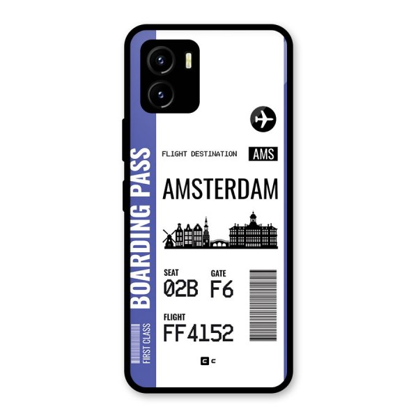 Amsterdam Boarding Pass Glass Back Case for Vivo Y15s