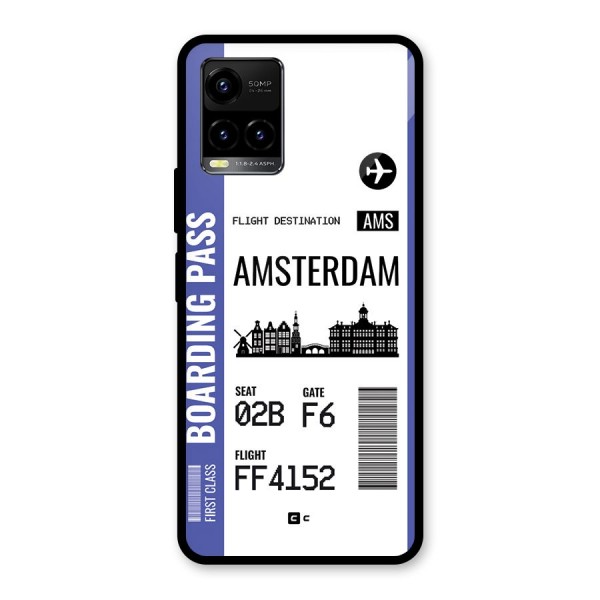 Amsterdam Boarding Pass Glass Back Case for Vivo Y21A