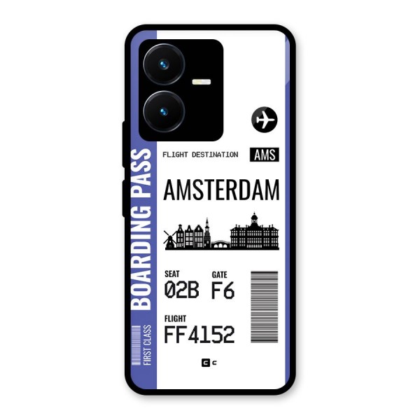 Amsterdam Boarding Pass Glass Back Case for Vivo Y22