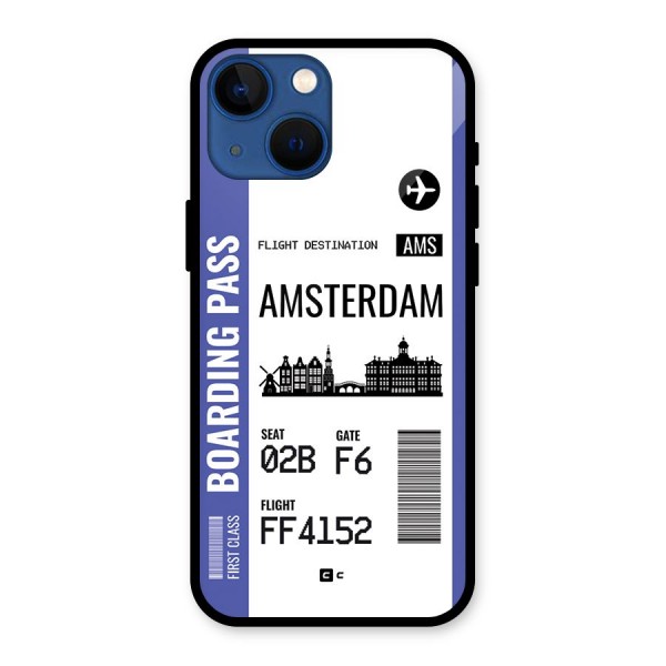 Amsterdam Boarding Pass Glass Back Case for iPhone 13 Mini