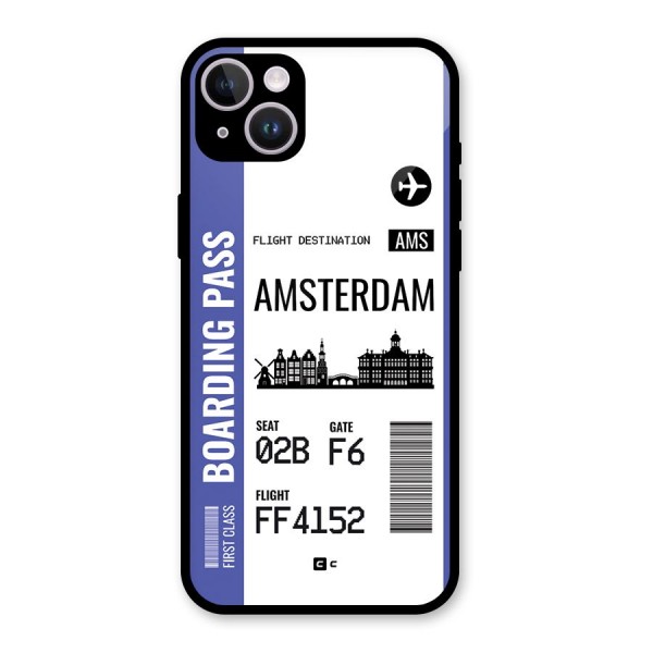 Amsterdam Boarding Pass Glass Back Case for iPhone 14 Plus