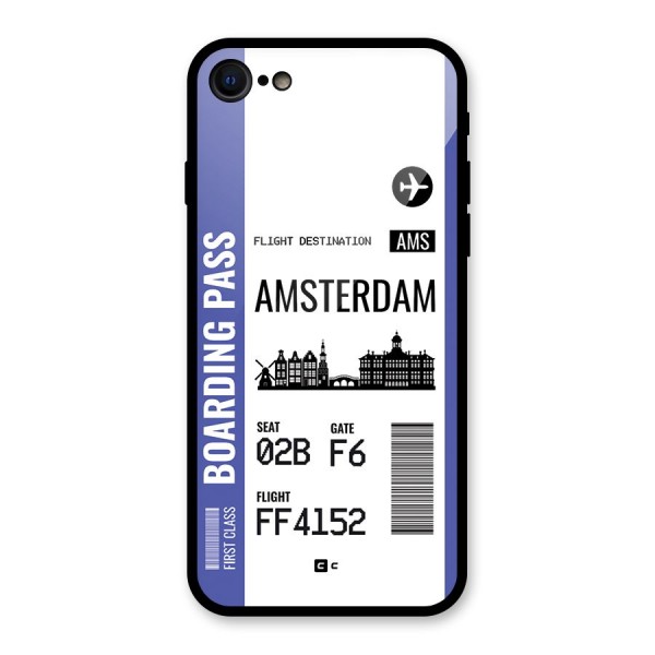 Amsterdam Boarding Pass Glass Back Case for iPhone 8