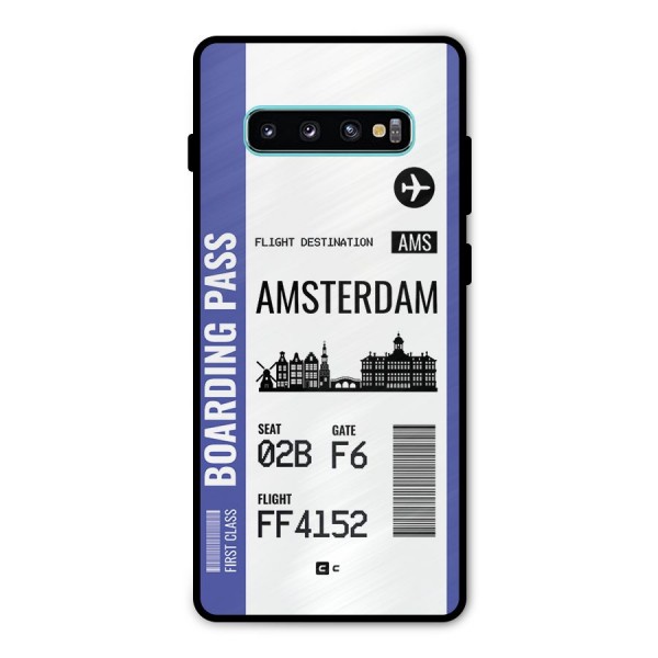 Amsterdam Boarding Pass Metal Back Case for Galaxy S10 Plus