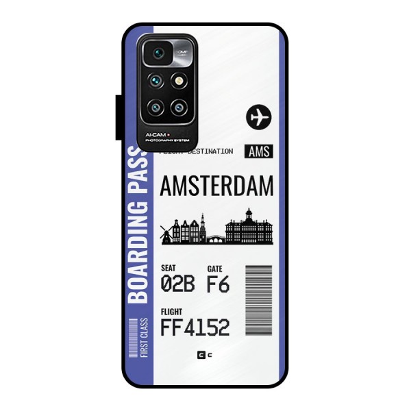 Amsterdam Boarding Pass Metal Back Case for Redmi 10 Prime