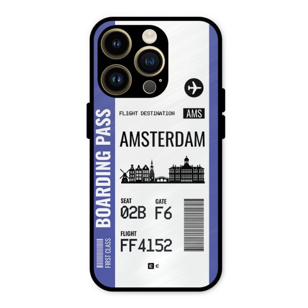 Amsterdam Boarding Pass Metal Back Case for iPhone 14 Pro