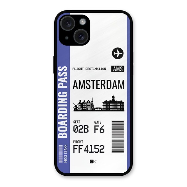 Amsterdam Boarding Pass Metal Back Case for iPhone 15 Plus