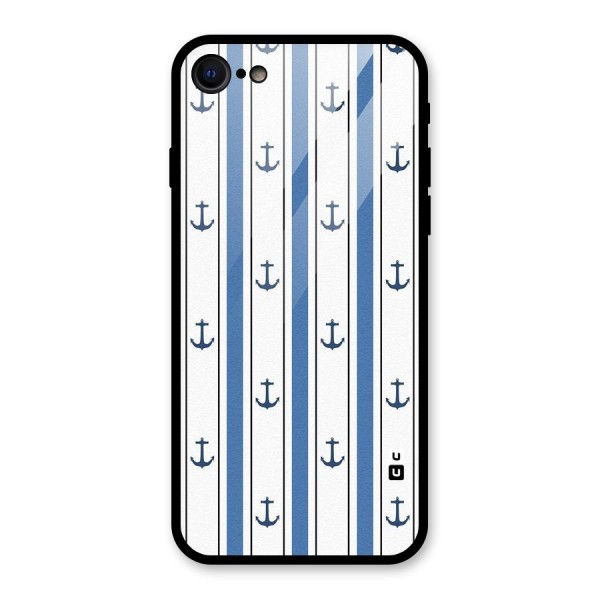 Anchor Stripe Lines Glass Back Case for iPhone 8