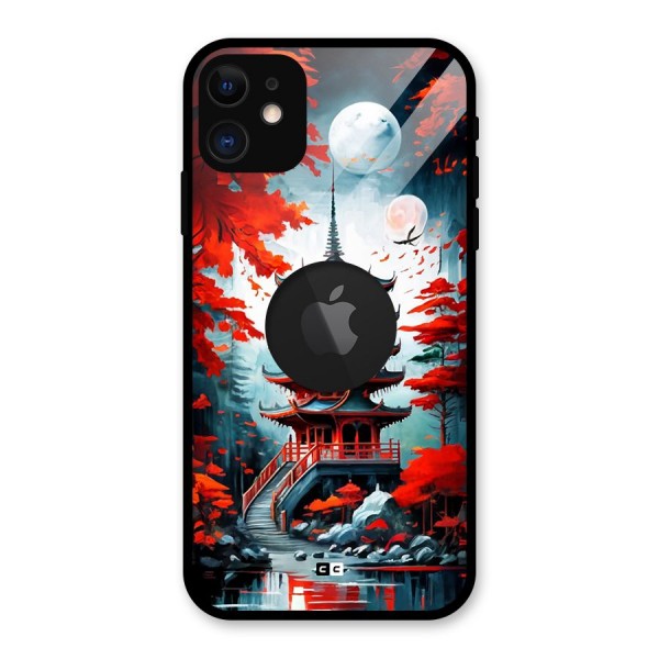 Ancient Painting Glass Back Case for iPhone 11 Logo Cut