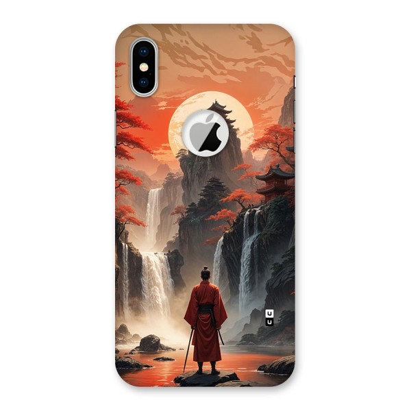 Ancient Waterfall Back Case for iPhone XS Logo Cut