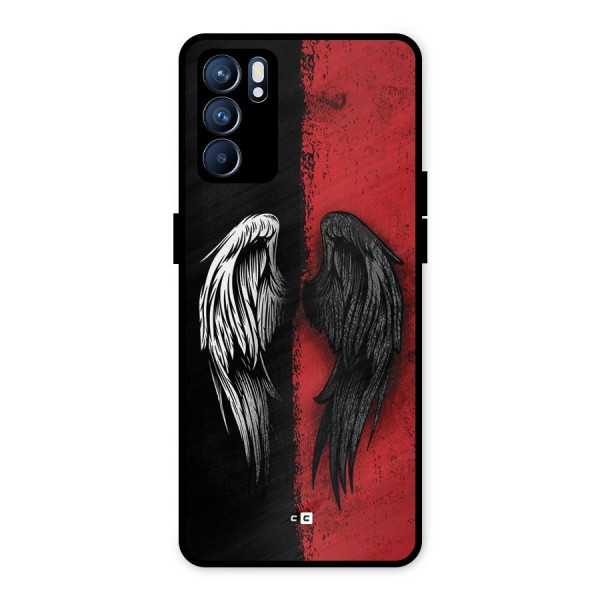 Angle Demon Wings Metal Back Case for Oppo Reno6 5G