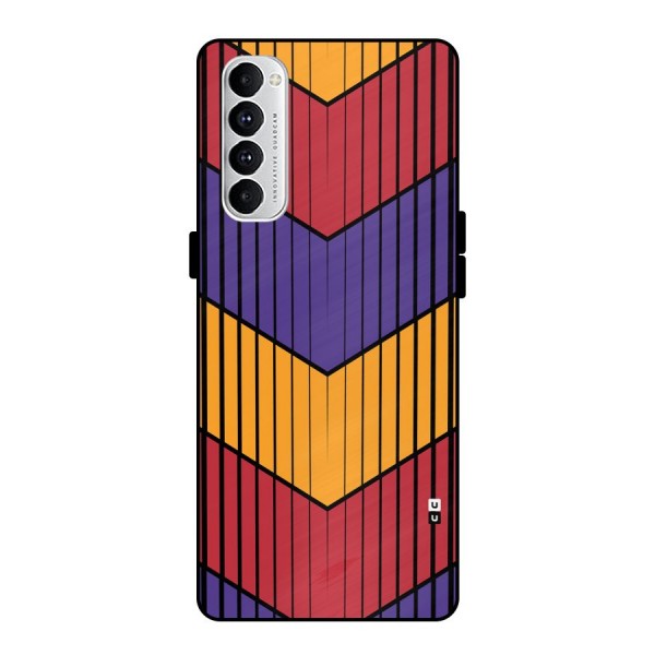 Angular Stripes Metal Back Case for Oppo Reno4 Pro