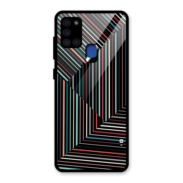 Angulars Stripes Glass Back Case for Galaxy A21s