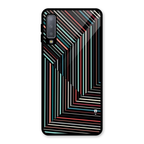 Angulars Stripes Glass Back Case for Galaxy A7 (2018)