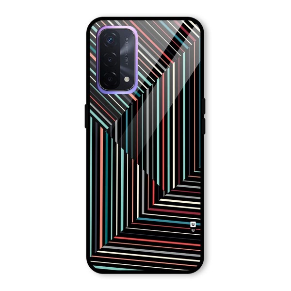 Angulars Stripes Glass Back Case for Oppo A74 5G