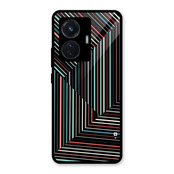 Angulars Stripes Glass Back Case for Vivo T1 44W