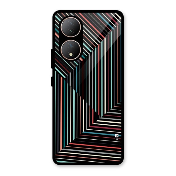 Angulars Stripes Glass Back Case for Vivo T2