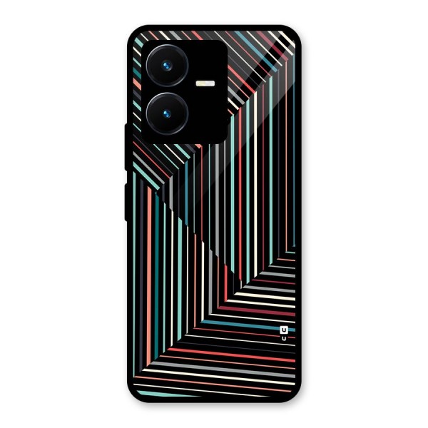 Angulars Stripes Glass Back Case for Vivo Y22