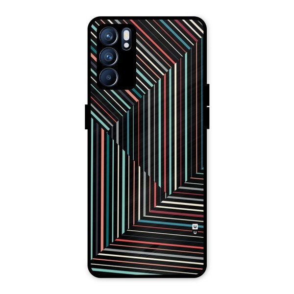 Angulars Stripes Metal Back Case for Oppo Reno6 5G