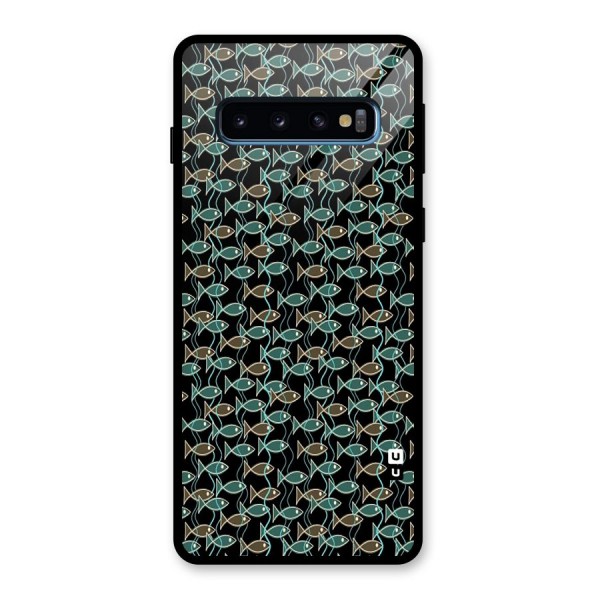 Animated Fishes Art Pattern Glass Back Case for Galaxy S10