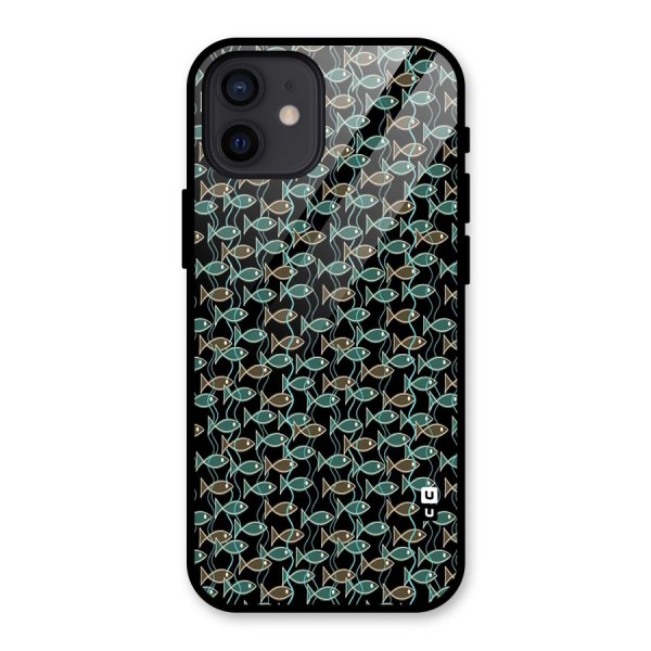 Animated Fishes Art Pattern Glass Back Case for iPhone 12