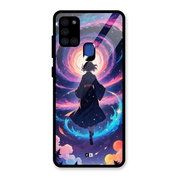 Anime Galaxy Girl Glass Back Case for Galaxy A21s