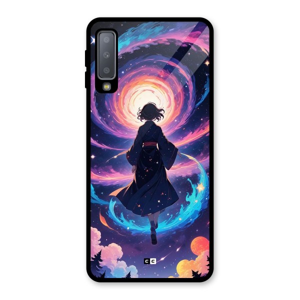 Anime Galaxy Girl Glass Back Case for Galaxy A7 (2018)