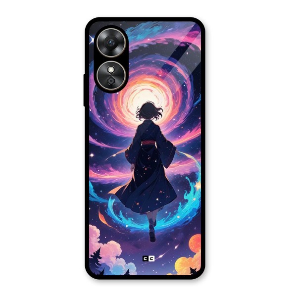 Anime Galaxy Girl Glass Back Case for Oppo A17