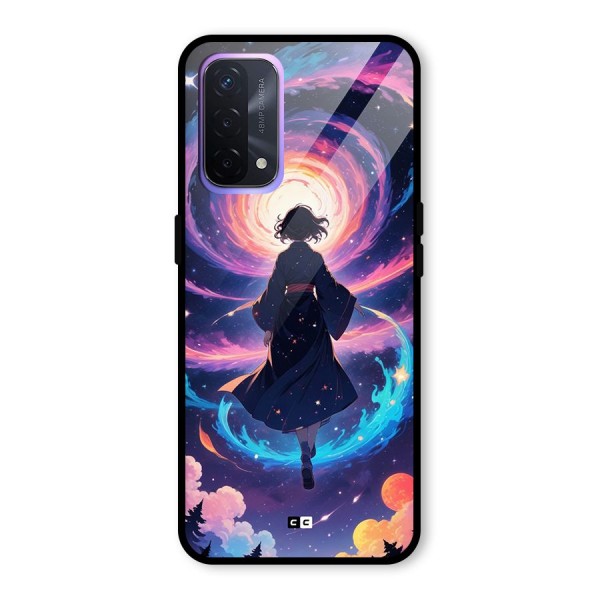 Anime Galaxy Girl Glass Back Case for Oppo A74 5G