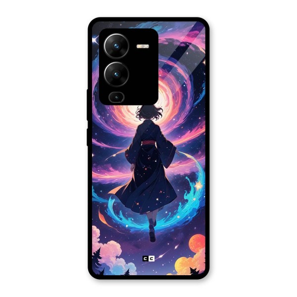 Anime Galaxy Girl Glass Back Case for Vivo V25 Pro