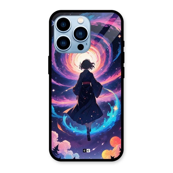 Anime Galaxy Girl Glass Back Case for iPhone 13 Pro