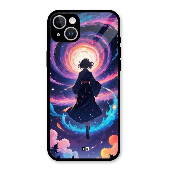 Anime Galaxy Girl Glass Back Case for iPhone 14 Plus