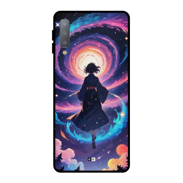 Anime Galaxy Girl Metal Back Case for Galaxy A7 (2018)