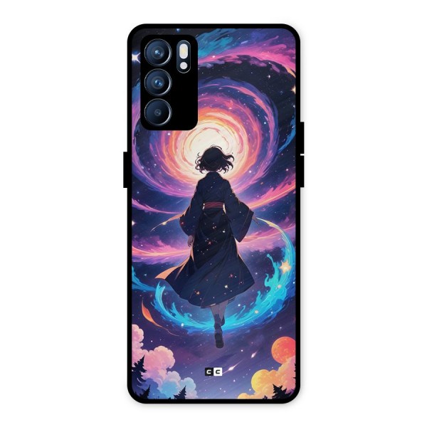 Anime Galaxy Girl Metal Back Case for Oppo Reno6 5G