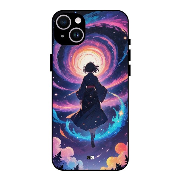 Anime Galaxy Girl Metal Back Case for iPhone 14 Plus