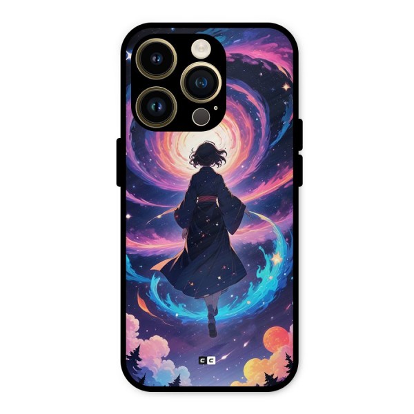 Anime Galaxy Girl Metal Back Case for iPhone 14 Pro