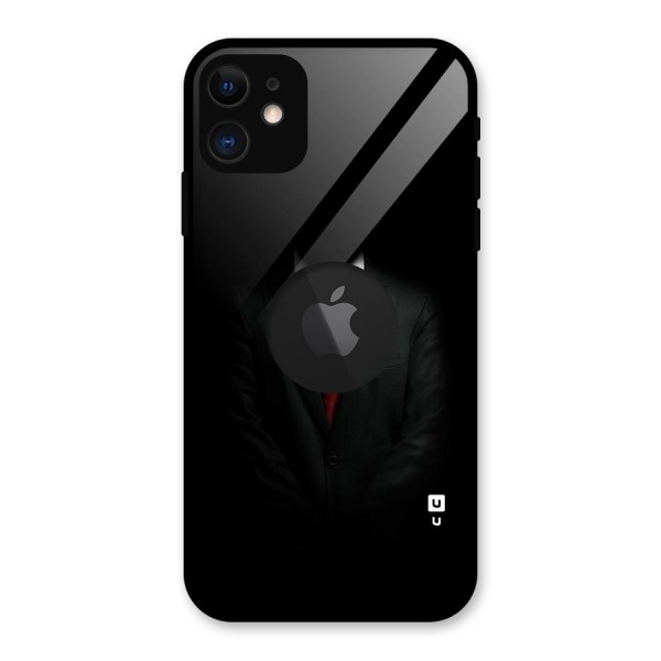 Anonymous Suit Glass Back Case for iPhone 11 Logo Cut