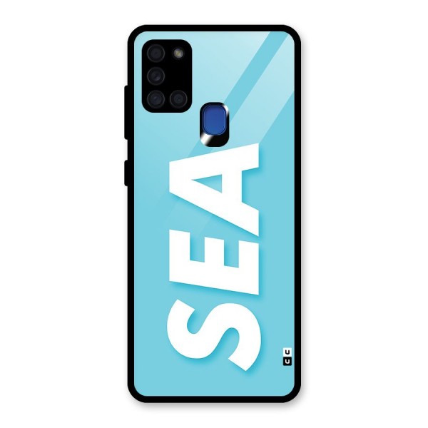 Aqua Sea Glass Back Case for Galaxy A21s