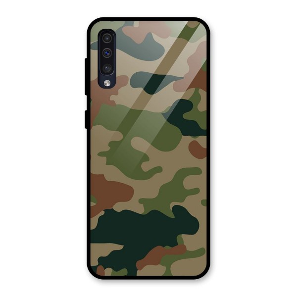 Army Camouflage Glass Back Case for Galaxy A50s