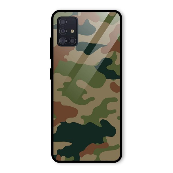 Army Camouflage Glass Back Case for Galaxy A51