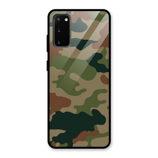 Army Camouflage Glass Back Case for Galaxy S20