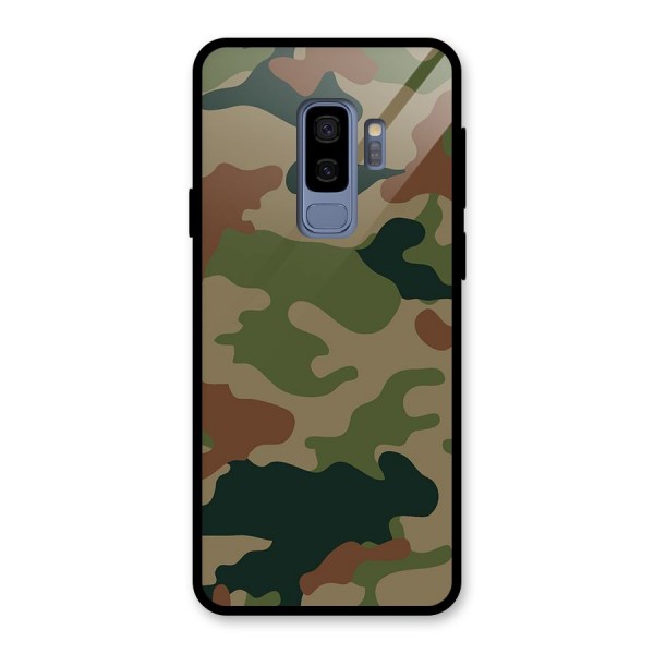 Army Camouflage Glass Back Case for Galaxy S9 Plus