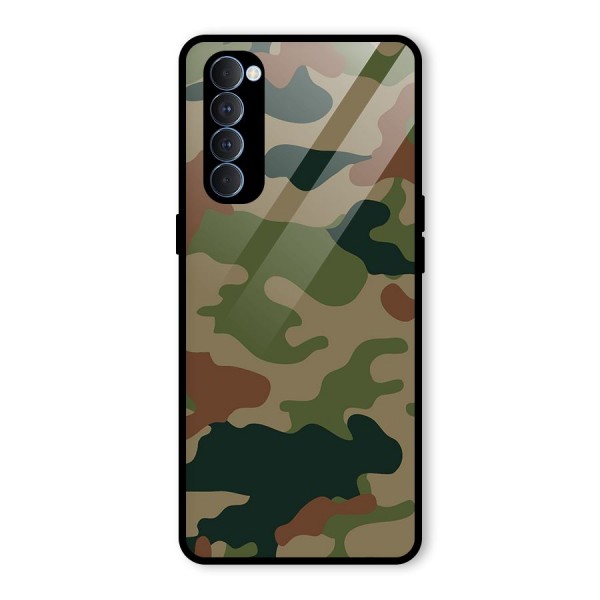 Army Camouflage Glass Back Case for Oppo Reno4 Pro