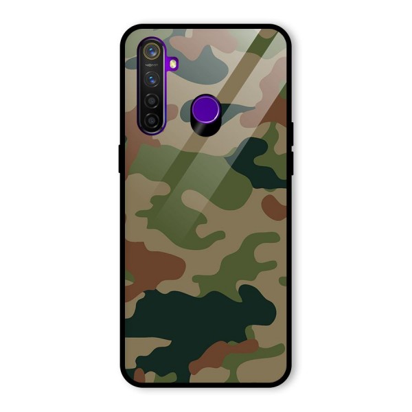 Army Camouflage Glass Back Case for Realme 5 Pro