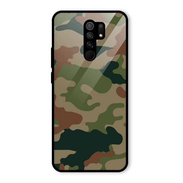 Army Camouflage Glass Back Case for Redmi 9 Prime