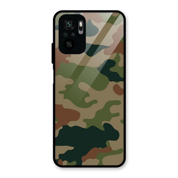 Army Camouflage Glass Back Case for Redmi Note 10