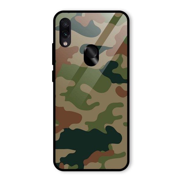 Army Camouflage Glass Back Case for Redmi Note 7S