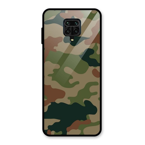 Army Camouflage Glass Back Case for Redmi Note 9 Pro